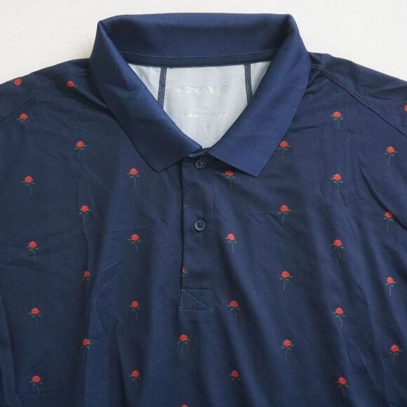 Bonobos Mens Golf Polo Shirt Collared Blue Red Roses Graphic Polyester Size 2XL - Picture 1 of 10